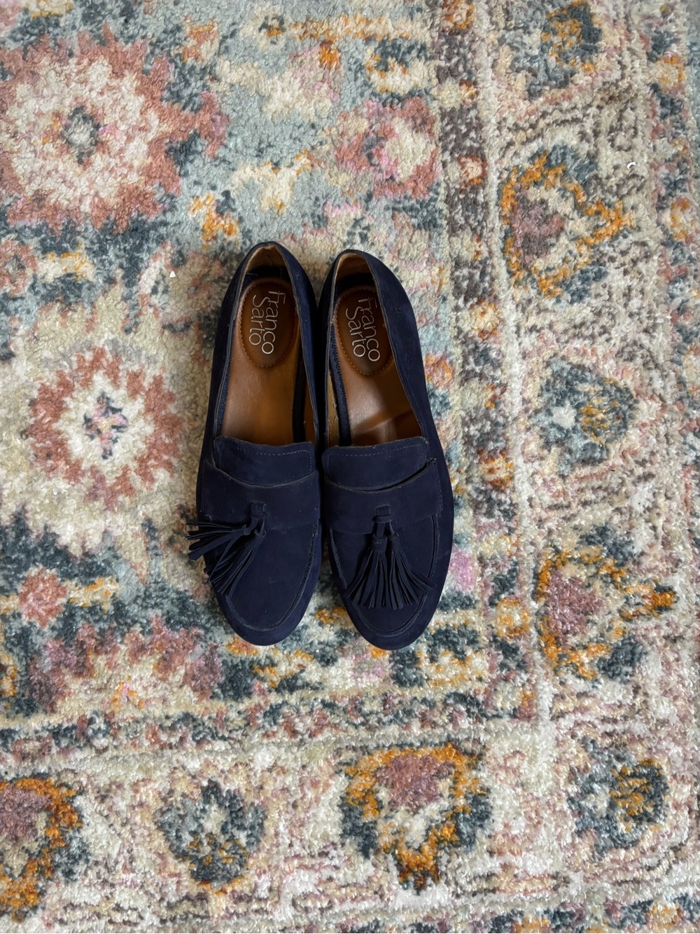 Franco Sarto Navy Suede Tassel Loafers